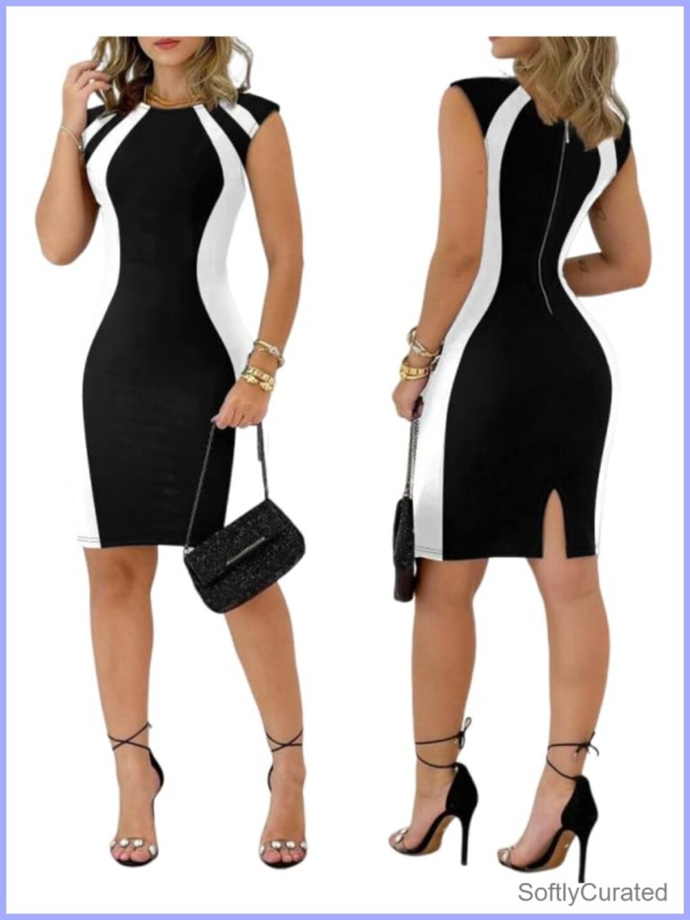 Colorblock Bodycon Sleeveless Mini Dress Viscose Blend Crew Neck Party